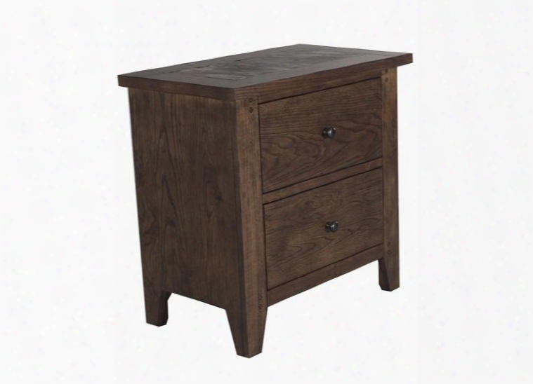 Hearthstone Collection 382-br62 28" Slate Night Stand With 2 Drawers Natural Slate Accents Tapered Feet And French & English Dovetail Construction In Rustic
