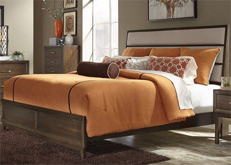 Hudson Square Collection 365-br-kpb King Panel Bed With Linen Upholstered Headboard Tapered Legs And Center Support Slat System In Espresso
