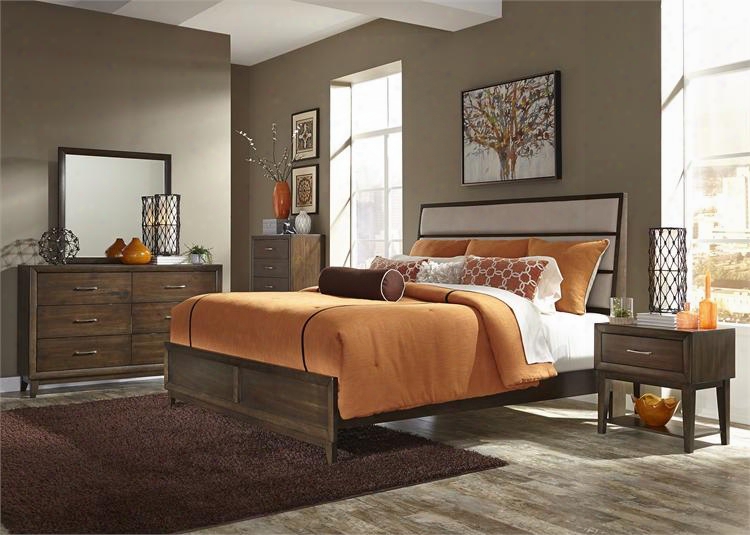 Hudson Square Collection 365-br-kpbdmcn 5-piece Bedroom Set With King Panel Bed Dresser Mirror Chest And Night Stand In Espresso