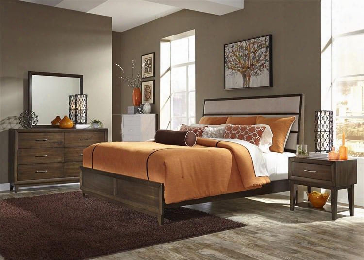 Hudson Square Collection 365-br-kpbdmn 4-piece Bedroom Set With King Panel Bed Dresser Mirror And Night Stand In Espresso
