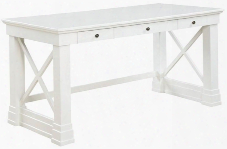 Johansson Collection 801381 60" Writing Desk With 3 Drawers X-shaped Braces Metal Hardware And Wood Construction In Antique White