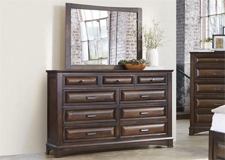 Knollwood Collection 258-br-dm 2-piece Bedroom Set With Dresser And Mirror In Dark Cognac