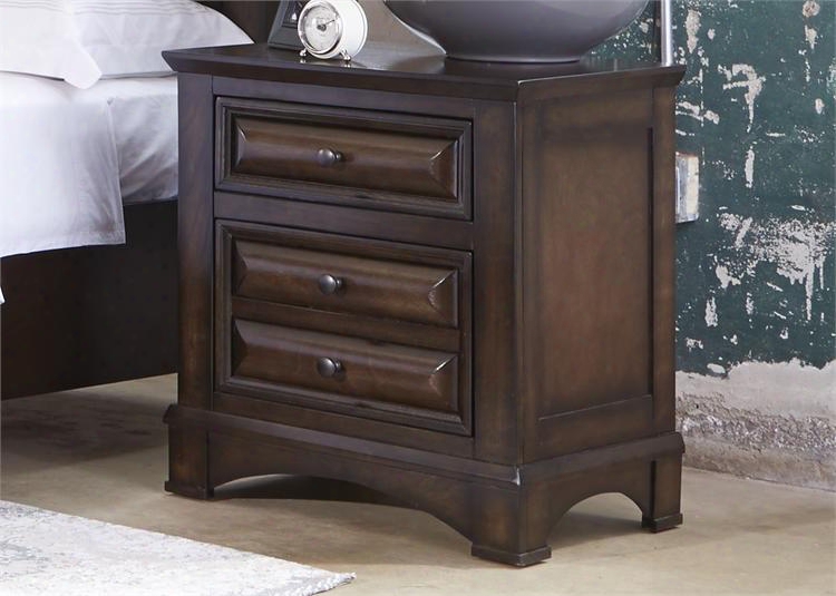 Knollwood Collection 258-br61 24" Night Stand With 2 Drawers English Dovetail Construction And Antique Brass Hrdware In Dark Cognac