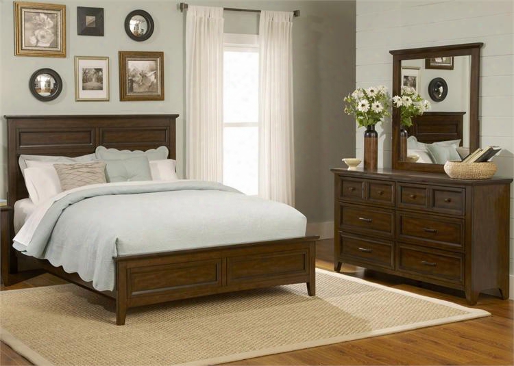 Laurel Creek Collection 461-br-kpbdm 3-piece Bedroom Set With King Panel Bed Dresser And Mirror In Cinnamon