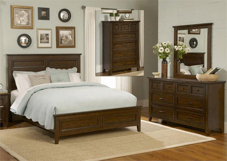 Laurel Creek Collection 461-br-kpbdmc 4-piece Bedroom Set With King Panel Bed Dresser Mirror And Chest In Cinnamon