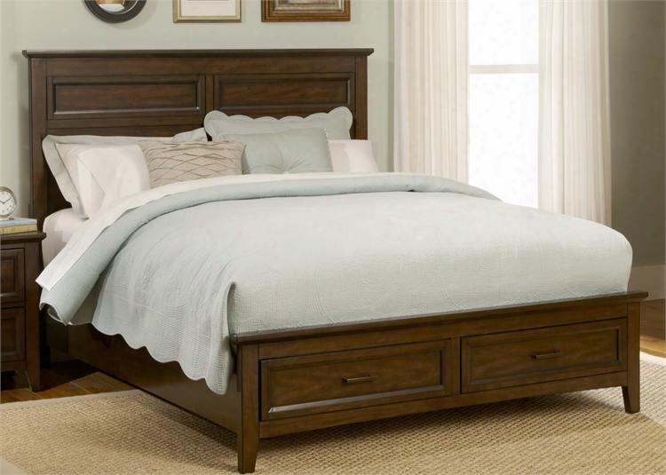 Laurel Creek Collection 461-br-ksb King Storage Bed With Framed Overlay Panels Tapered Feet And 2 Drawers In Cinnamon