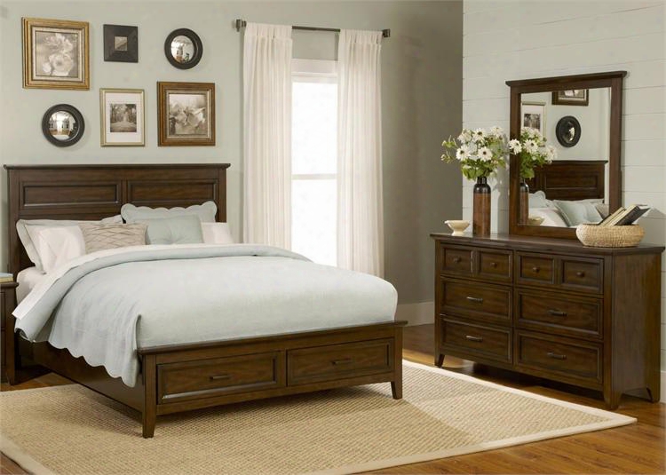 Laurel Creek Collection 461-br-ksbdm 3-piece Bedroom Set With King Storage Bed Dresser And Mirror In Cinnamon