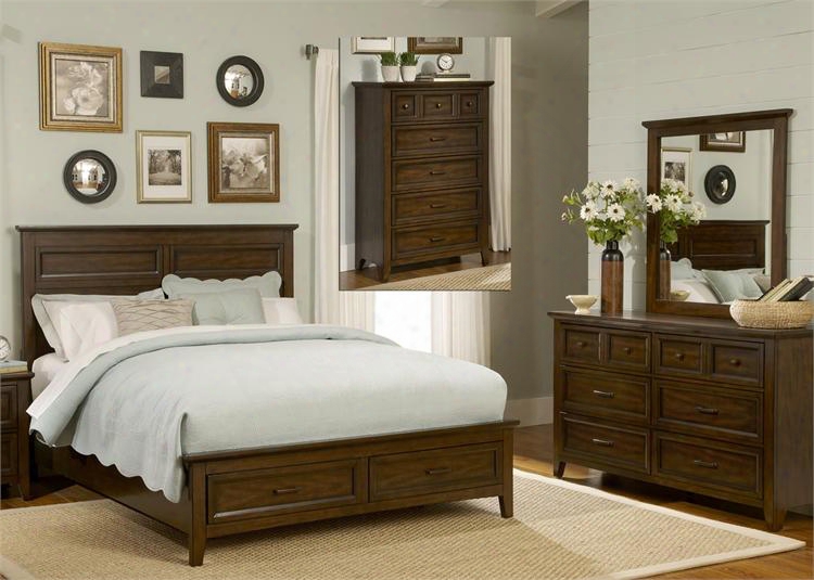 Laurel Creek Collection 461-br-ksbdmc 4-piece Bedroom Set With King Storage Bed Dresser Mirror And Chest In Cinnnamon