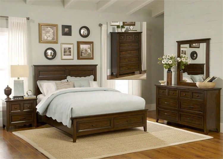 Laurel Creek Collection 461-br-ksbdmcn 5-piece Bedroom Set With King Storage Bed Dresser Mirror Chest And Ngiht Stand In Cinnamon