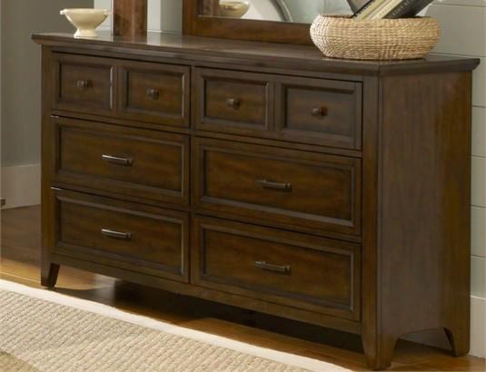 Laurel Creek Collecton 461-br31 62" Dresser With 6 Drawers Antique Bra Ss Hardware And Tapered Feet In Cinnamon