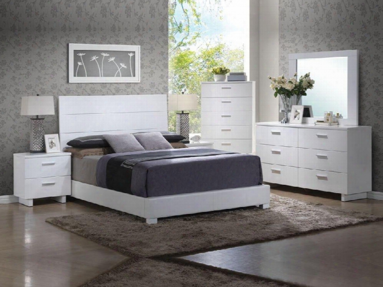 Lorimar Collection 22627ekset 6 Pc Bedroom Set With Kin Gsize Bed + Dresser + Mirror + Chest + 2 Nightstands In White