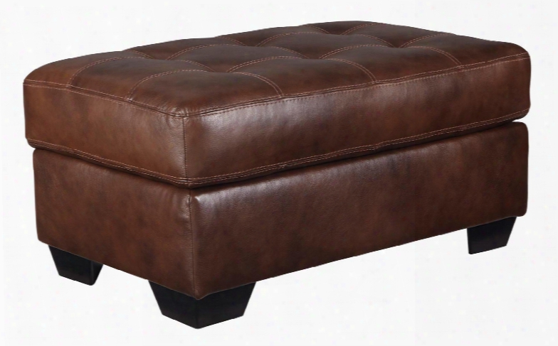 Mindaro Collection 1550214 40" Ottoman With Leather Upholstery On The Cushion Area Stitching Details And Tufted Cushion In Canyon