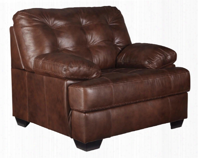 Mindaro Collection 1550220 45" Chair With Leather Upholstery On The Seating Area Plush Padded Arms Stitching Details And Tufted Cushions In Canyon