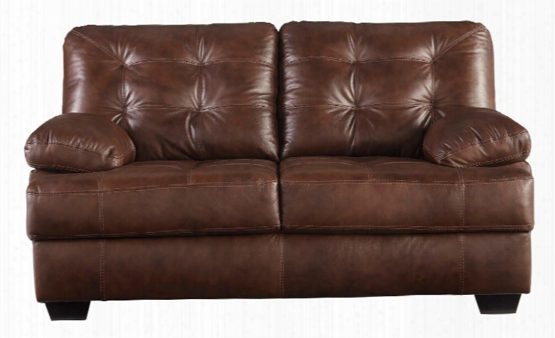 Mindaro Collection 1550235 68" Loveseat With Leather Upholstery On The Seating Area Plush Padded Arms Stitching Details And Tufted Cushions In Canyon