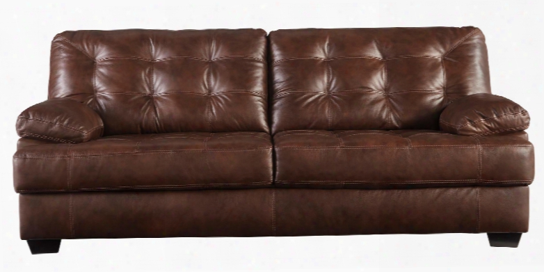 Mindaro Collection 1550238 91" Sofa With Leather Upholstery On The Seating Area Plush Padded Arms Stitching Details And Tufted Cushions In Canyon