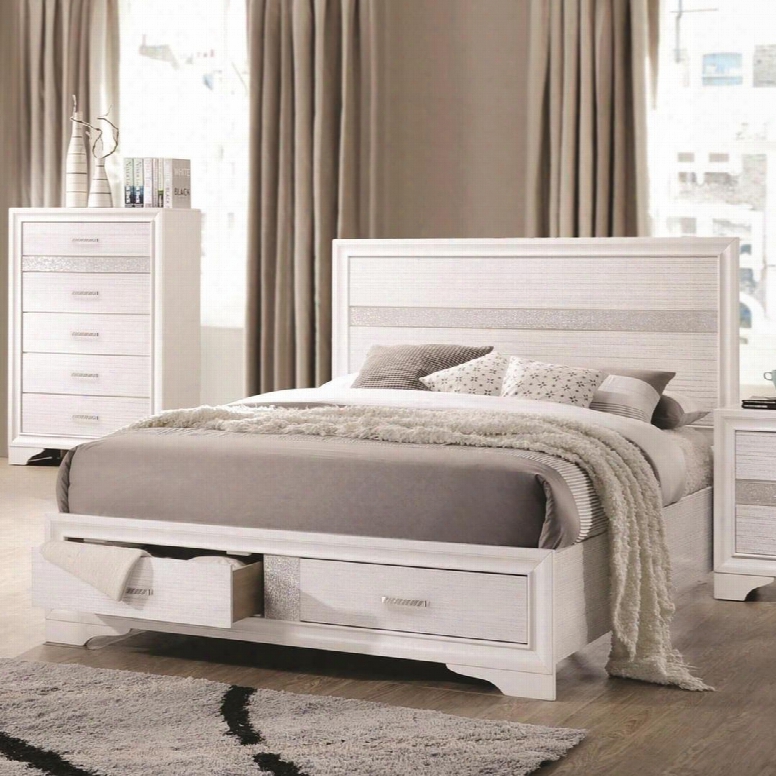 Miranda Collection 205111kw California King Storage Bed With Picture Frame Headboard Two Dovetail Drawers And Rhinestone Pull Handles In