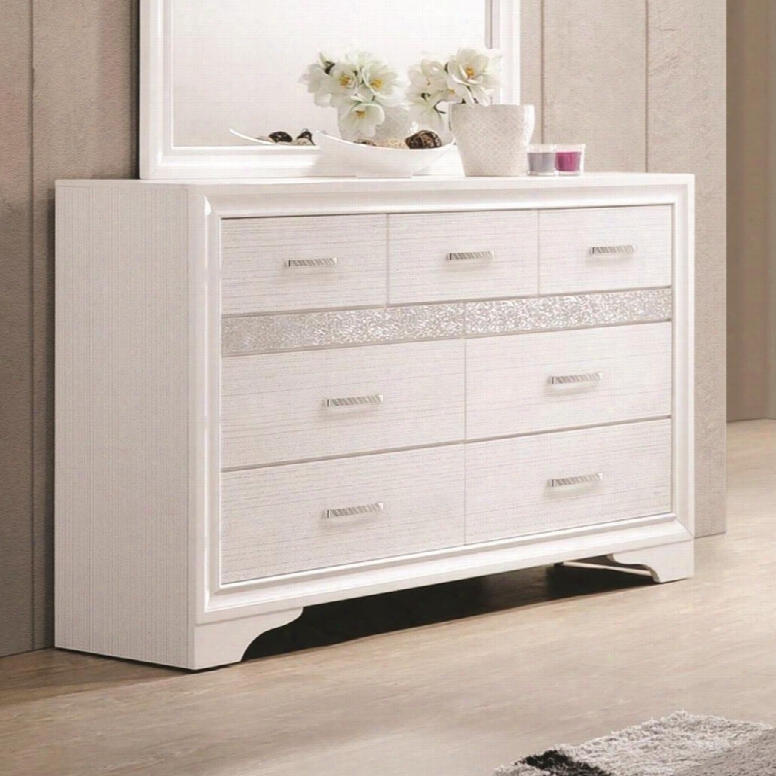 Miranda Collection 205113 63" Dresser With 7 Drawers 2 Hidden Jewelry Trays And Rhinestone Hardware In