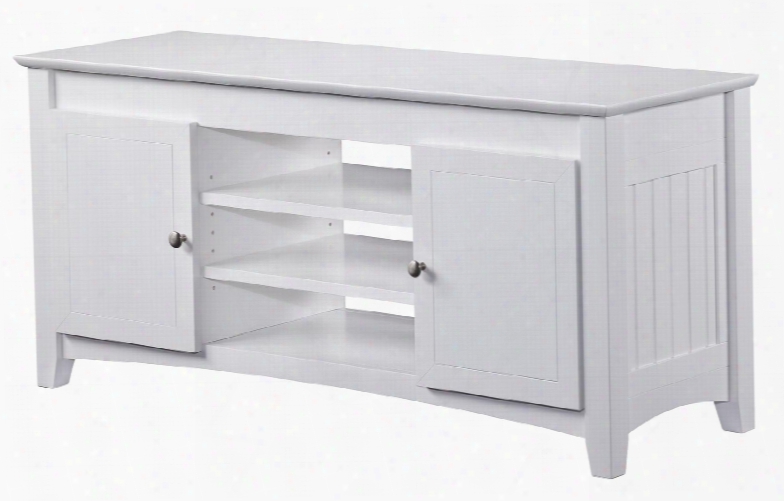 Nantucket Collection Ah173202 50" Tv Table With 2 Doors Molding Details And Adjustable Shelves In