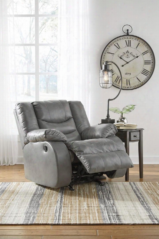 Neverfield Collection 3610625 39" Rocker Recliner With Pillow Top Armrests Channel Back Cushion And Match Leather Upholstery In