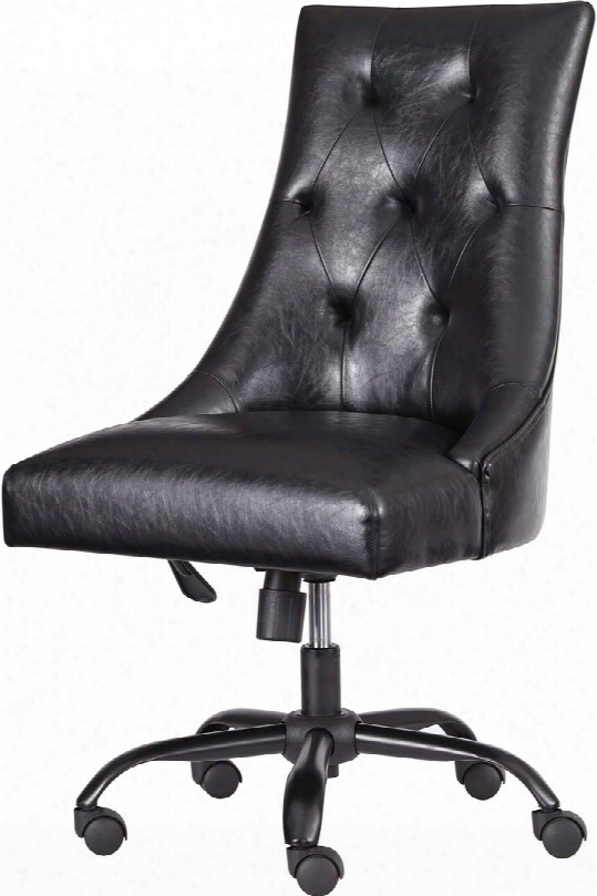 Office Chair Program Collection H200-03 19" - 21" Height Adjustable Swivel Desk Chair With 360 Degree Caster Base Manual Tilt Button Tufted Back Powder Coat