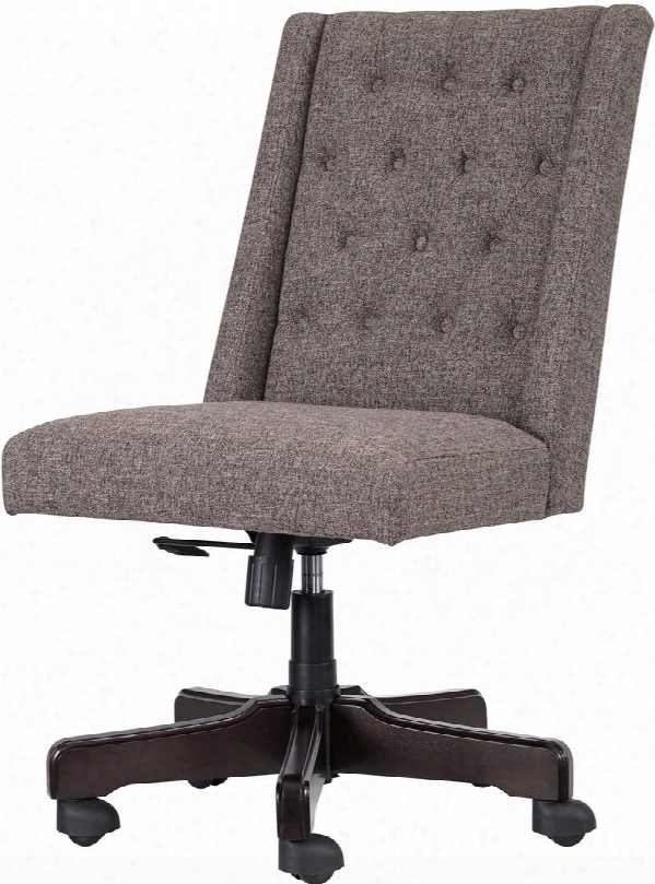 Office Chairman Program Collection H200-05 19" - 22" Height Adjustable Swivel Desk Chair With 360 Degree Caster Base Decorative Button-tufted Back Wood Trim