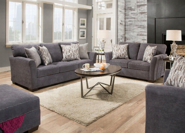 Pacific Collection 705803set 4 Pc Living Room Set With Sofa + Loveseat + Armchair + Ottoman In Steel