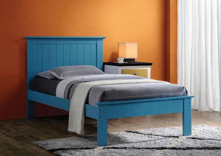 Prentiss Collection 25443fn Full Size Bed With Slat System Included Beadboard Panel Headboard Low Profile Footboard And Poplar Wood Conxtruction In Blue