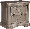 Birlanny Collection B720-92 28" Nightstand with 2 Drawers Carved Moldings Fluted Pilasters Ornamental Bail Pulls Felt-Lined Top Drawer and Large Bracket