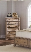Ilana Collection 205075 40" Chest with 6 Drawers Antique Brass Handle Hardware Grey Felt Lined Top Drawer and Pine Wood Construction in Antique Linen