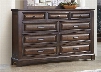 Knollwood Collection 258-BR31 61" Dresser with 9 Drawers English Dovetail Construction and Antique Brass Hardware in Dark Cognac