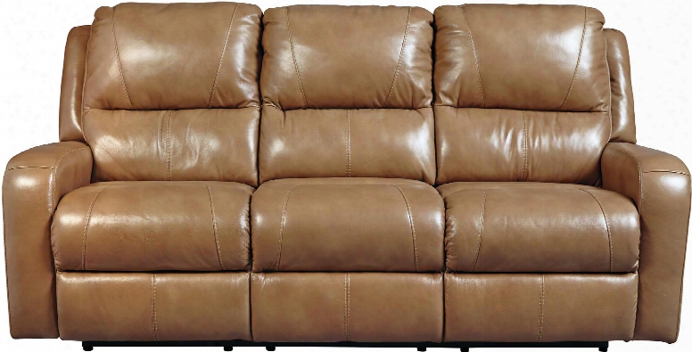 Roogan Collection U6070187 84" Power Reclining Sofa With Track Arms Leather Match Upholstery And Metal Drop-in Unitized Seat Box In