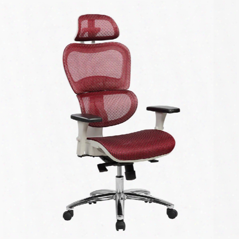 Rta-5003-red Deluxe High Back Mesh Office Executive Chair With Neck Support. Color: