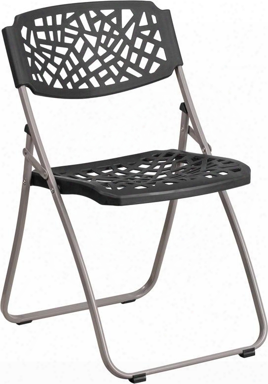 Rut-nc598a-bk-gg Hercules Fascination Series 661 Lb. Capacity Black Plastic Folding Chair With Silver