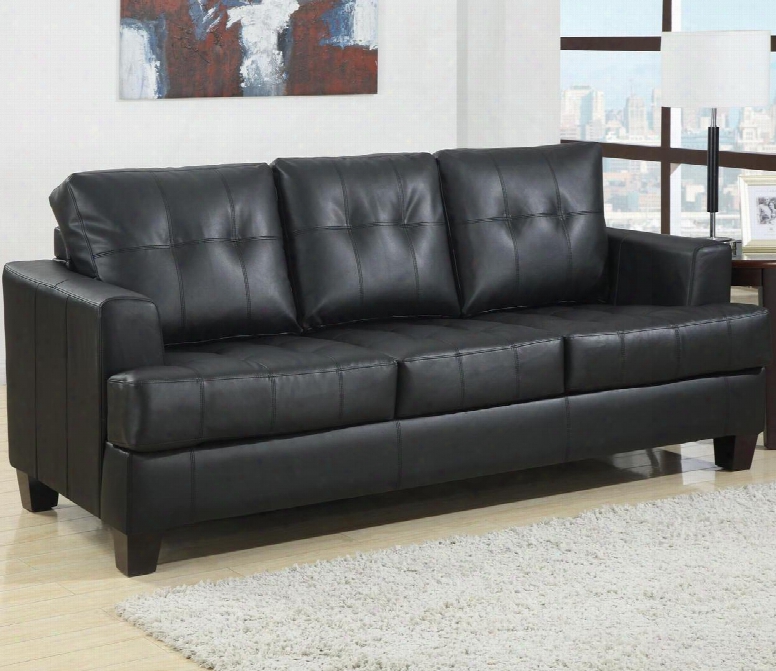 Samuel Collection 501680 85" Sofa Sleeper With Cappuccino Tapered Legs Sinuous Spring Base And Padded Breathable Leatheret Te And Bnded Leather Upholstery In