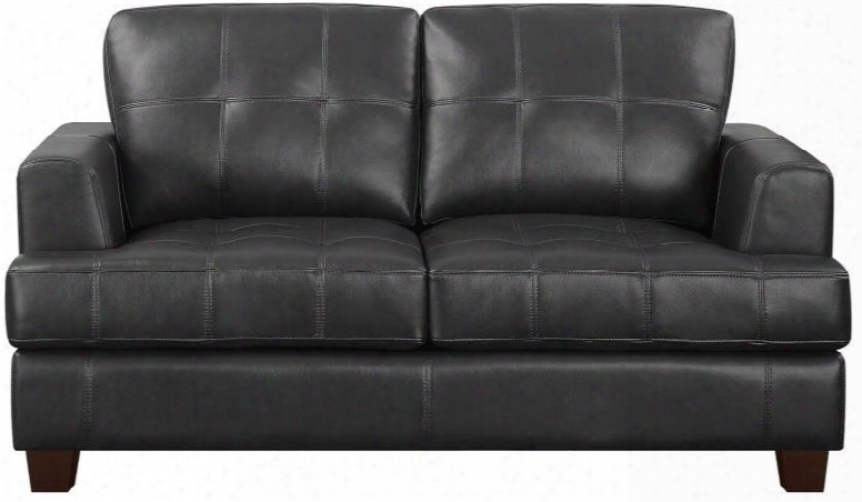 Samuel Collection 501689 66" Loveseat With Cappuccino Tapered Legs Sinuous Spring Bas Eand Padded Breathable Leatherette And Bonded Leather Upholstery In