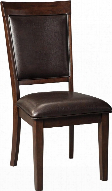 Sadyn Collection D471-01 19" Dining Room Side Chair With Faux Leather Upholstery Cushioned Back And Seating Molding Details And Piped Stitching In