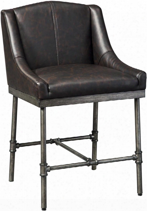 Starmore Accumulation D633-324 24" Barstool With Faux Leather Upholstery Wing Back Design And Pipe-fitter Metal Frame In