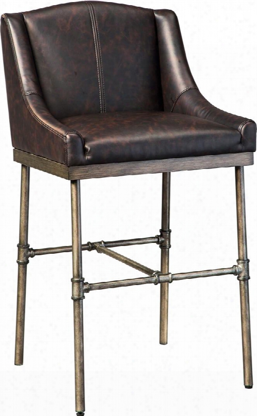 Starmore Collection D633-330 30" Barstool With Faux Leather Upholstery Wing Back Design And Pipe-fitter Metal Frame In