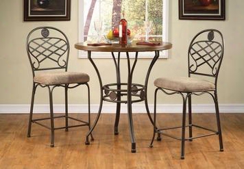 Tavio Collection 9606857 2 Pc Bar Table Set With Counter Height Table + 2 Counter Height Chairs In Walnut And Dark Bronze