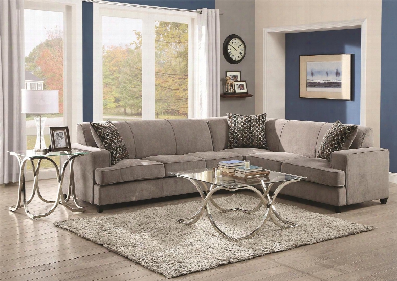Tess Collection 500727set 3 Pc Sectional Sofa Set With Sectional + End Table + Coffee Table In Grey