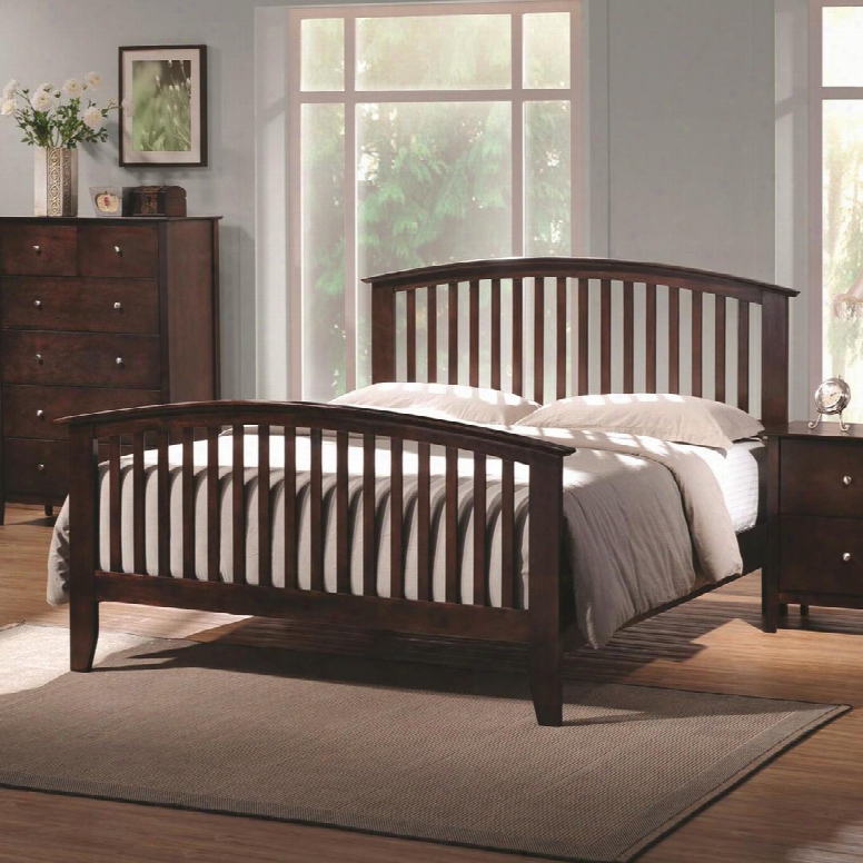 Tia Collection 202081ke Eastern King Bed With Curved Headboard & Footboard Tapered Legs And Slats In