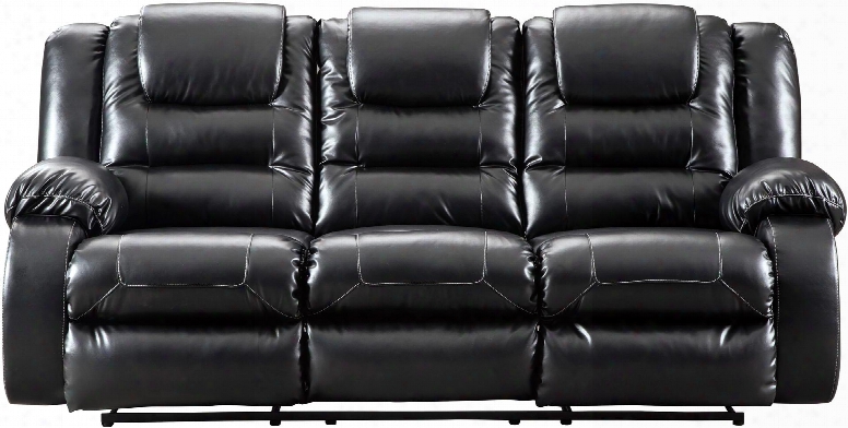 Vacherie Collection 7930888 87" Reclining Sofa With Pillow Top Armrest Waterfall Channel Cushioning Metal Drop-in Seat Box And Faux Leather Upholstery In