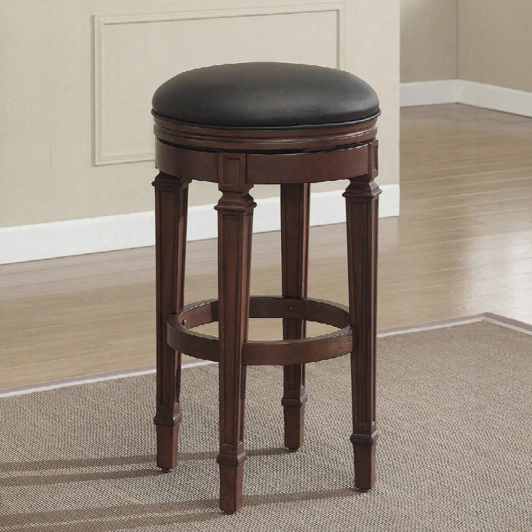100629sd Cambridge Series Bar Height Stool With Black Leather Upholstery And Durable Wooden Frame In