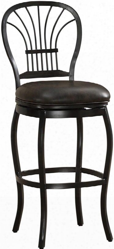 111105 30" Harper Series Bar Height Stool With Rustic Pewter Metal Frame And Bonded Leather Cushion In