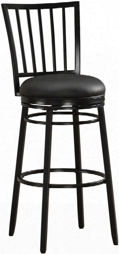 111111 30" Easton Series Bar Height Stool With Metallic Frame And Vinyl Upholstery In