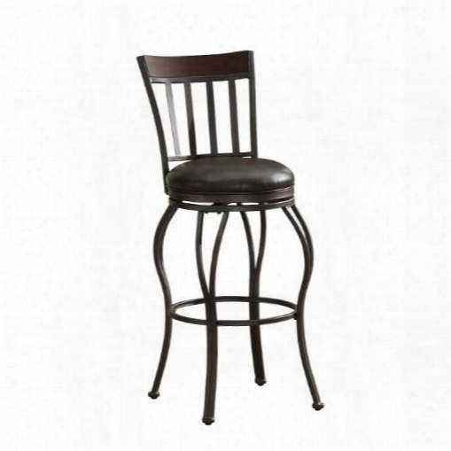 111120 26" Lola Series Counter Height Stool With Pepper Metal Frame And Bonded Leather Cushion In