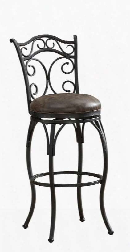 111129 30" Solana Series Bar Height Stool With Graphite Metal Frame And Bonded Leather Cushion In