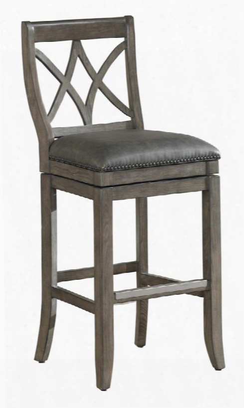 111134 26" Hadley Series Stool With Glacier Finished Wooden Frame And Bonded Leather Upholstery In