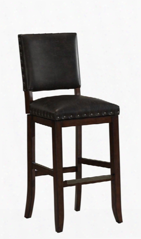 111142 30" Sutton Series Bar Height Stool With Suede Finished Wooden Frame And Bonded Leather Cushion In