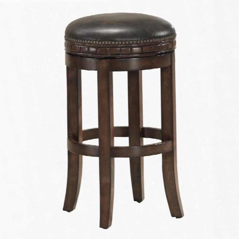 111146 30" Sonoma Series Bar Height Stool With Suede Finished Wooden Frame And Bonded Leather Cushion In